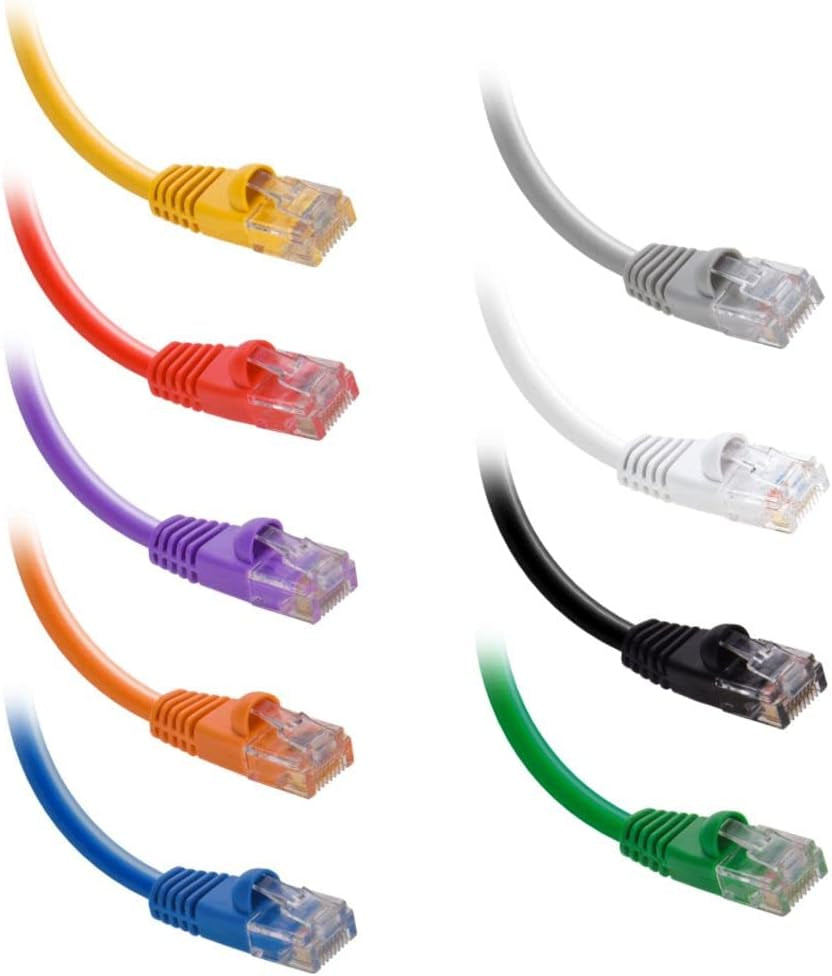 (5 Pack) Ethernet Cable CAT6 Cable UTP Booted 100 FT - Yellow - Professional Series - 10Gigabit/Sec Network/High Speed Internet Cable, 550MHZ