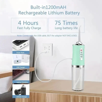 Portable Smart Electric Oral Irrigator Water Flosser 4 Jets 3 Modes Rechargeable Dental Water Jet Irrigator Dental Teeth Cleaner