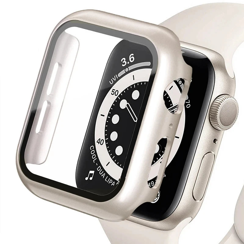 Tempered Glass+cover For Apple Watch Accessories 45mm 41mm 44mm 40mm 42mm Screen Protector Apple watch Case serie 9 4 5 6 SE 7 8